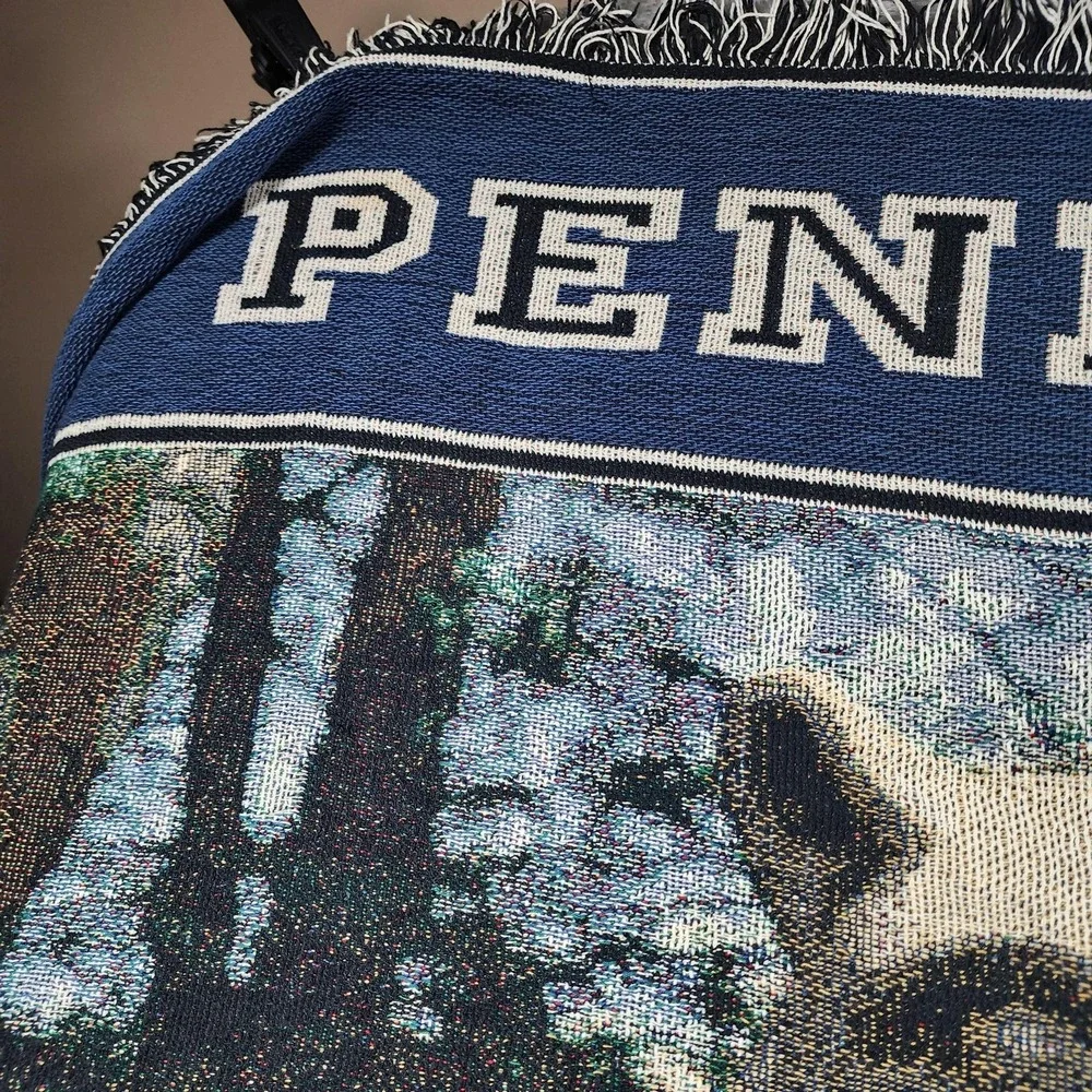 Penn State Nittany Lions Blanket One Size Blue NCAA Football Woven Throw Afghan